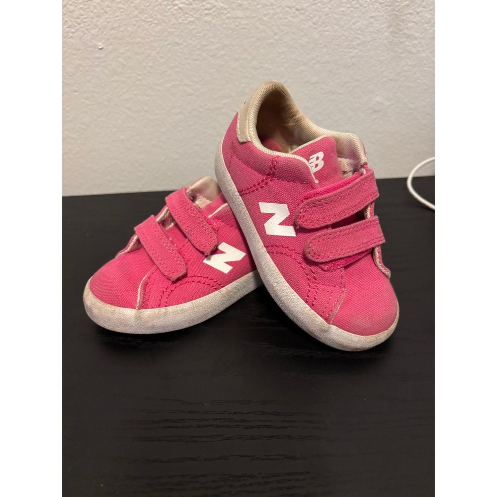 New Balance Pink Canvas Hook and Loop Sneakers Toddler Size 7C Low Top Shoes